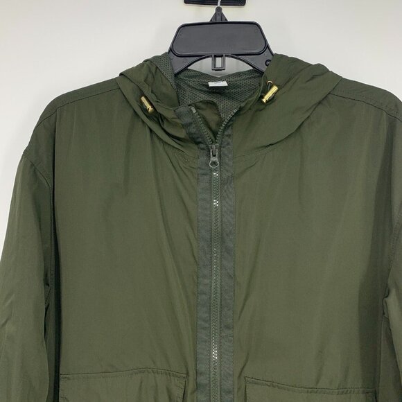 Old Navy Active Windbreaker Jacket Green Hooded Zip Front Utility - Picture 3 of 10
